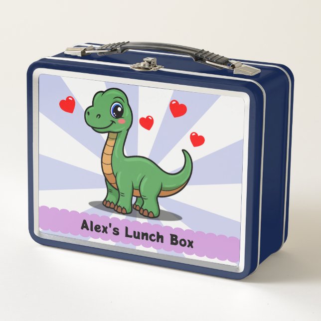 Lunch Box Boîte à lunch Cute Dinosaur - Ajouter un nom (Devant)