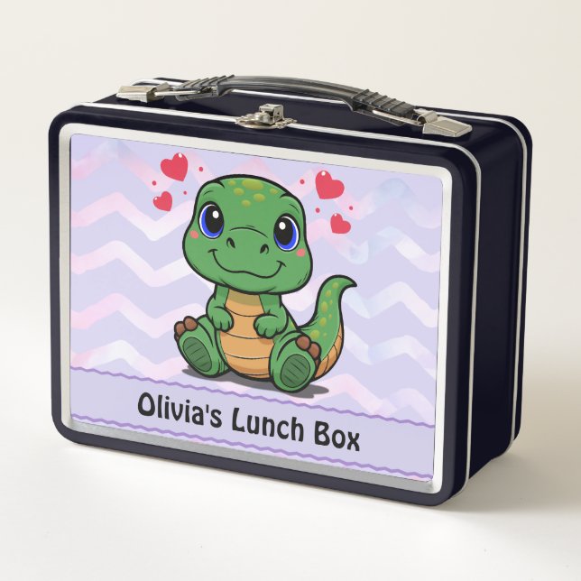 Lunch Box Boîte à lunch Cute Dinosaur - Ajouter un nom (Devant)