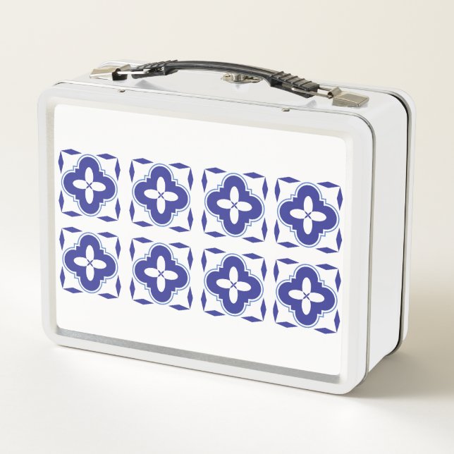 Lunch Box Boîte à lunch en métal azulejo bleu gras (Dos)