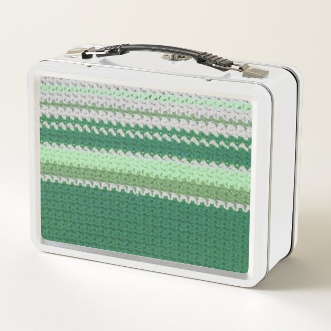 Lunch Box Boîte à lunch en métal - Crochet Vert et Blanc (Dos)