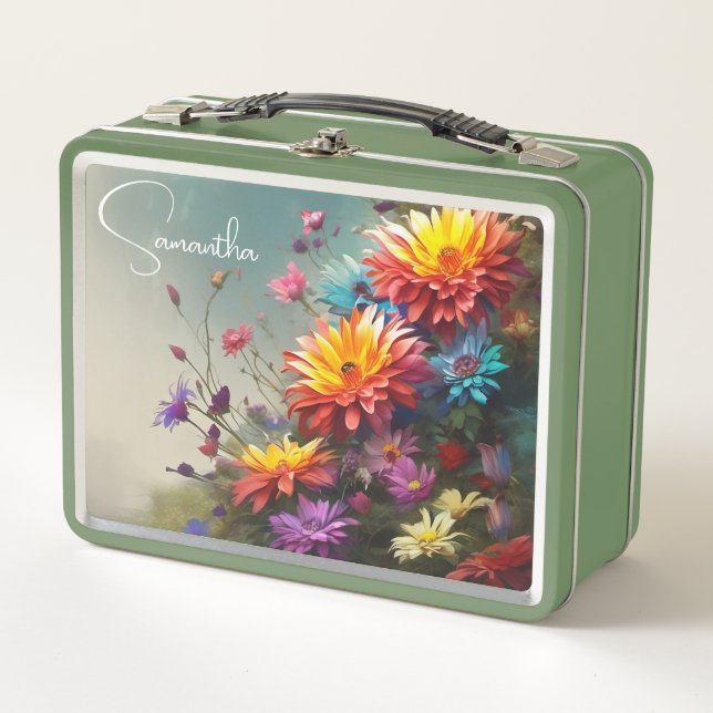Lunch Box Boîte à lunch en métal floral (Devant)