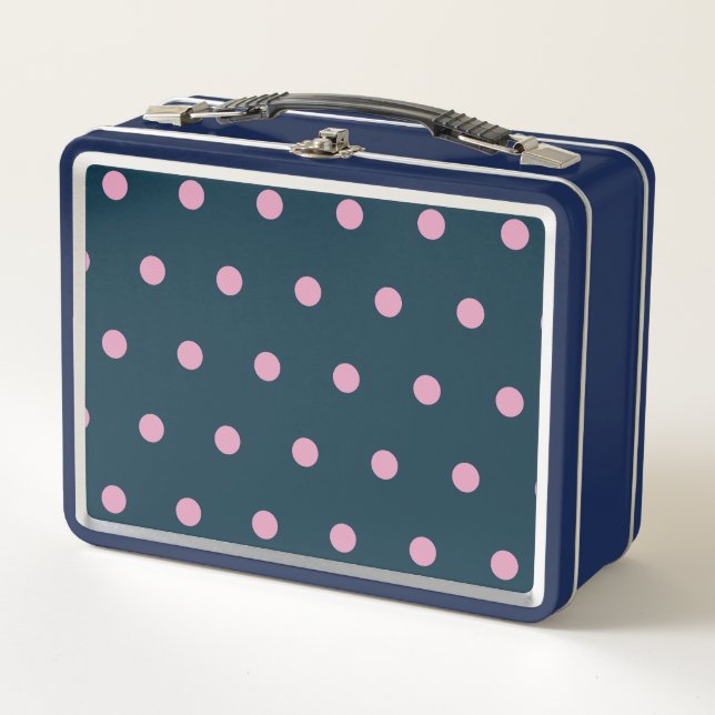 Lunch Box Boîte à lunch en métal Polka Dot (Bleu et Rose de  (Devant)