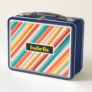 Lunch Box Boîte à lunch en métal rayé rétro personnalisée