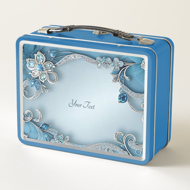 Lunch Box Boîte à lunch Florale Ornat Bleu (Dos)