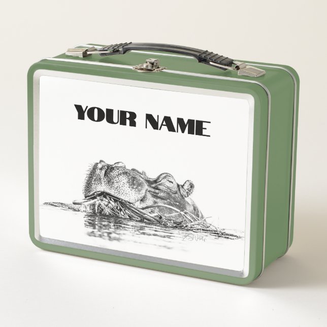 Lunch Box Boîte à lunch Hippo - Cadeau Safari personnalisé (Devant)