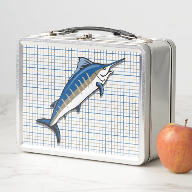 Lunch Box Boîte à lunch - Marlin bleu sur plaid (En situation)