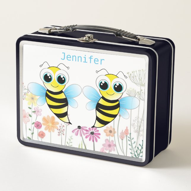 Lunch Box Boîte à lunch monogramme de l'abeille mignonne et  (Devant)