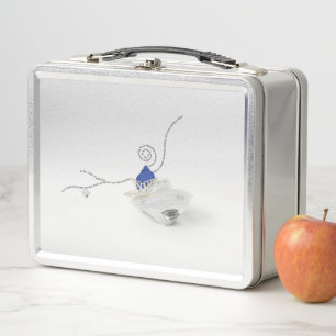 Lunch Box Boîte d'art côtier de coquillages bleu diamant