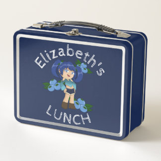 Lunch Box Boîte de déjeuner texte personnalisée avec Blueber