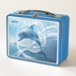 Lunch Box Boîtes à lunch Dolphin bleu personnalisé monogramm