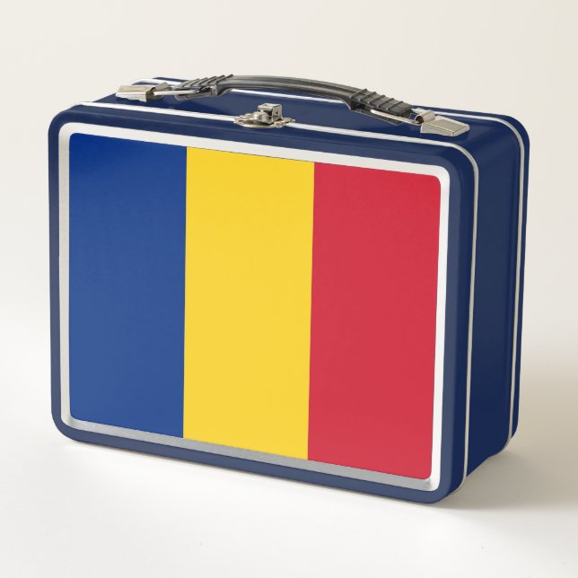 Lunch Box Boîtier en métal inoxydable avec drapeau de Rouman (Devant)
