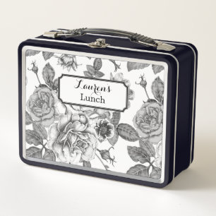 Lunch Box Boîtier en métal Motif noir et blanc