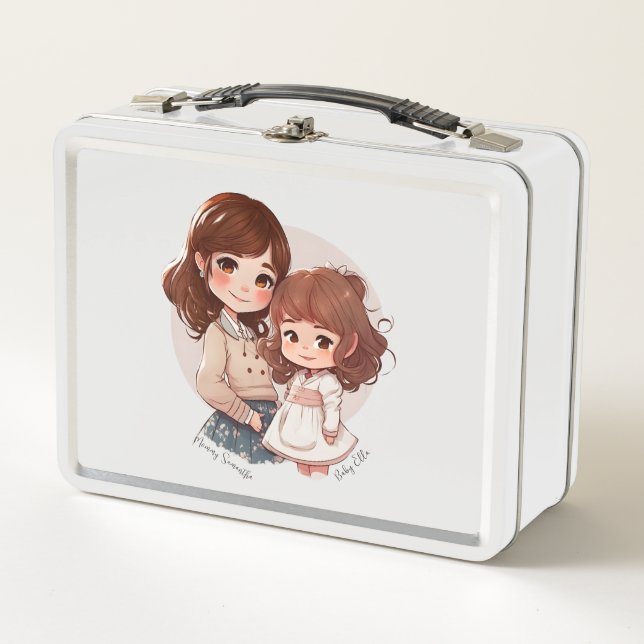 Lunch Box Bond adorable maman et fille (4) (Devant)