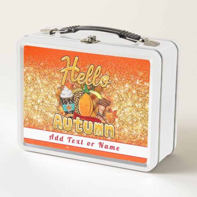 Lunch Box Bonjour Personnaliser d'automne Texte et couleur (Devant)