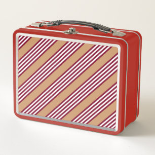 Lunch Box Bourgogne rouge cinq bandes motif
