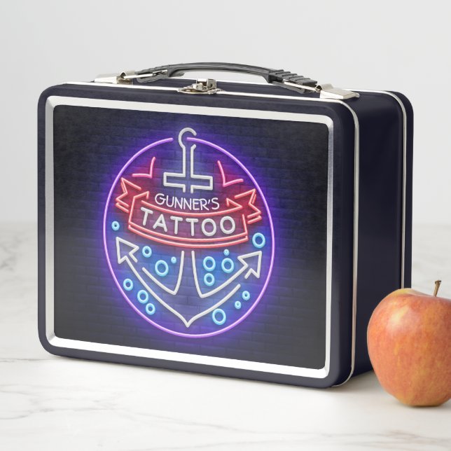 Lunch Box Boutique de tatouage personnalisée Style néon naut (En situation)