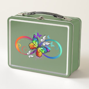 Lunch Box Bright infinity with rainbow butterfly
