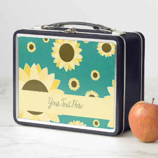 Lunch Box Bright Sunflowers on Green