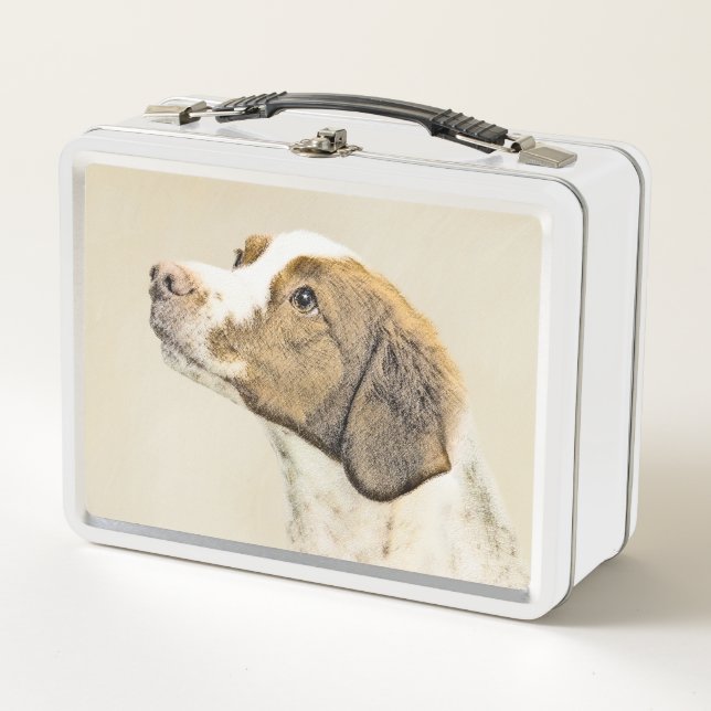 Lunch Box Brittany Peinture - Cute Original Chien Art (Devant)