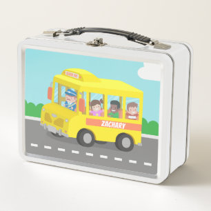 Lunch Box Bus Scolaire Jaune Avec Enfants Heureux Personnali