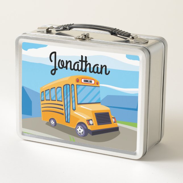 Lunch Box Bus scolaire pour enfants avec deux enfants Boîte  (Devant)