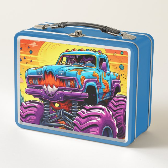 Lunch Box Camion Monster bleu et violet (Devant)