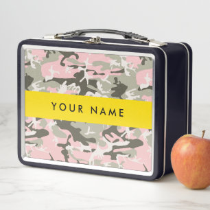 Lunch Box Camouflage rose et vert Votre nom Personnalisez