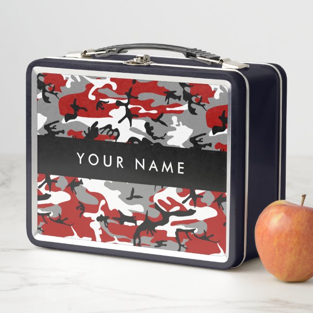 Lunch Box Camouflage rouge et gris Votre nom Personnaliser (En situation)