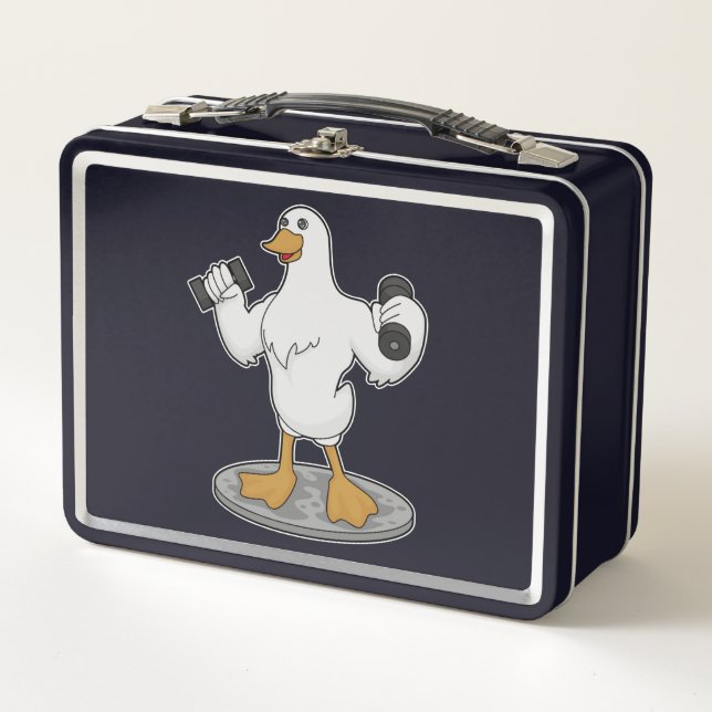 Lunch Box Canard comme Bodybuilder avec des cloches (Devant)