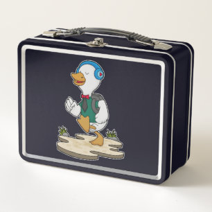 Lunch Box Canard comme randonneur avec sac à dos