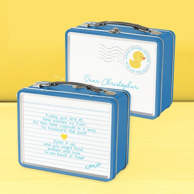 Lunch Box Canard en caoutchouc premier anniversaire heure Ca (Dear Rubber Duck 1st Birthday Lunchbox Container for Birthday Time Capsule Mementos)