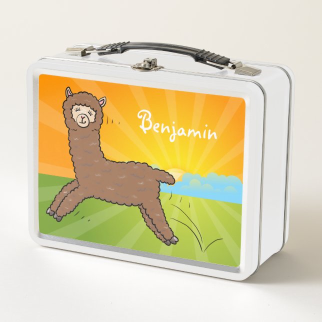 Lunch Box Caricature d'alpaga brun joli (Devant)
