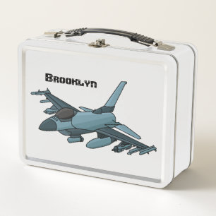 Lunch Box Caricature d'avion de chasse militaire