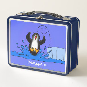 Lunch Box Caricature de manchot joyeux sautant