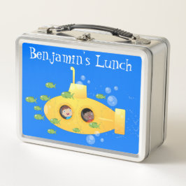 Lunch Box Caricature de poisson sous-marin jaune mignon