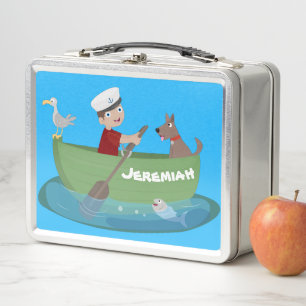 Lunch Box Caricature de voilier et de canot à rames garçon m