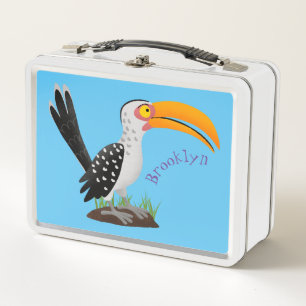 Lunch Box Caricature d'oiseau de safari de barbecue jaune am
