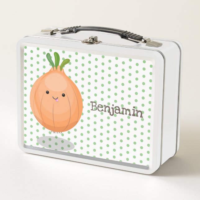 Lunch Box Caricature vert oignon brun joli (Devant)
