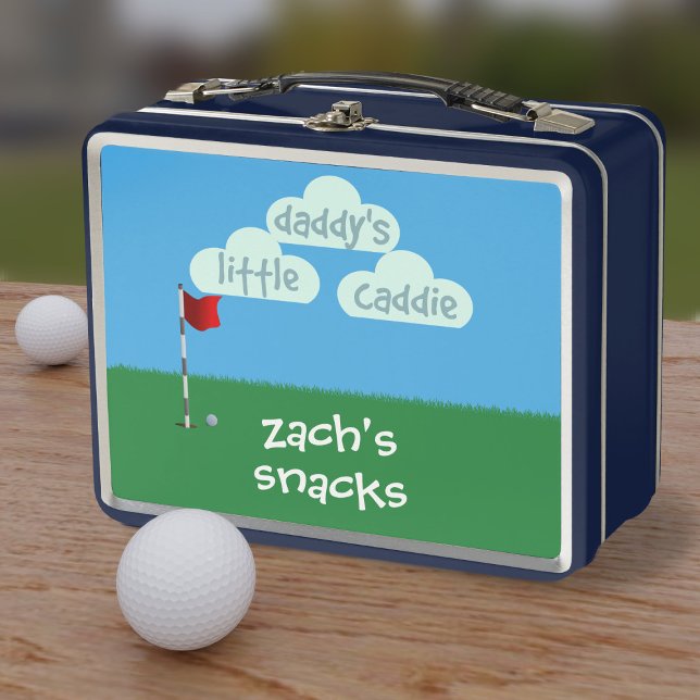 Lunch Box Cartoon Golf La petite boîte à lunch en métal Litt (Just add your name to this cute golf theme metal lunch box)