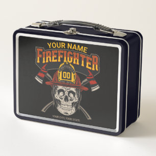 Lunch Box Casque de crâne pompier personnalisé Ax pompier