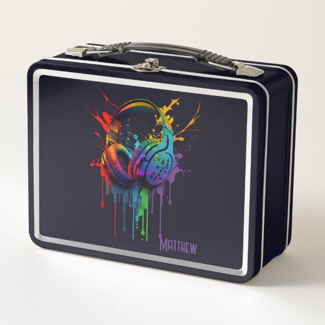 Lunch Box Casque de jeu d'aquarelle graphique personnalisé (Devant)