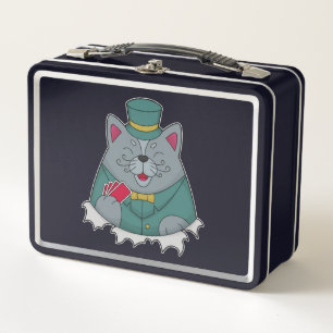 Lunch Box Cat at Poker avec cartes de Poker