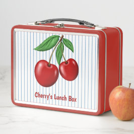 Lunch Box Cerises rouges sur Bleu Motif graphique