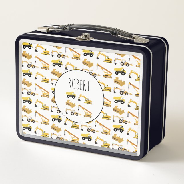 Lunch Box Chariots de construction Nom personnalisé de l'éco (Devant)