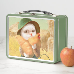Lunch Box Chat adorable avec Hen à la ferme