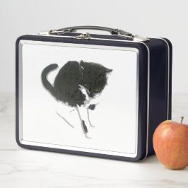 Lunch Box Chat Art Noir Blanc Kitty