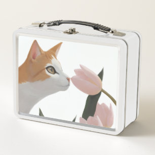 Lunch Box Chat Curieux Floral de Printemps