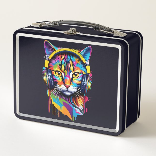 Lunch Box Chat dans les écouteurs (Devant)