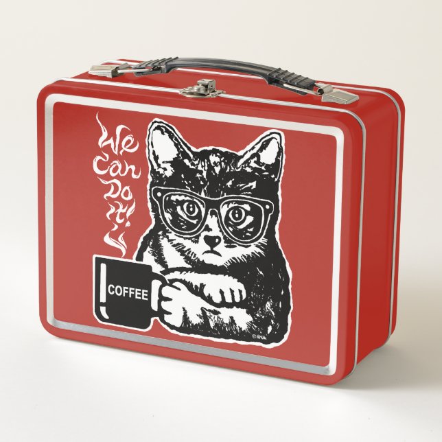 Lunch Box Chat drôle motivé par le café (Devant)