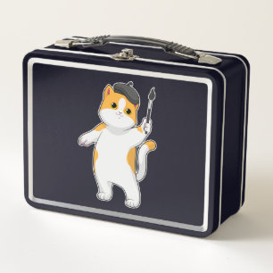 Lunch Box Chat en tant que Peintre avec pinceau